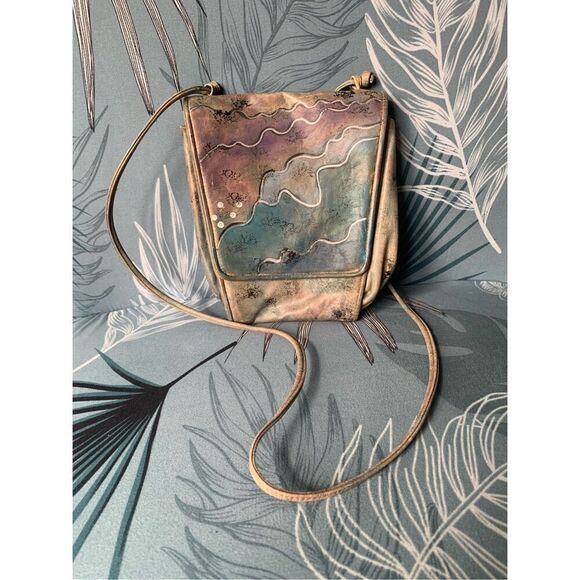 Fancy Nancy Hand Painted Vintage Leather Shoulder Bag Purse MCM 80’s - Picture 1 of 10